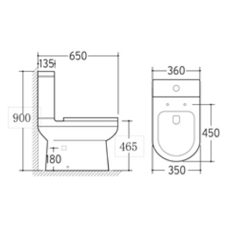 "Kovera Close Coupled WC (Comfort Height, Open Back, Pan & Seat & Cover Combined) - White"