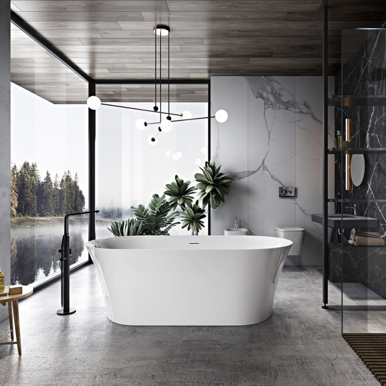 Swept Freestanding Bath - White 1700x800mm