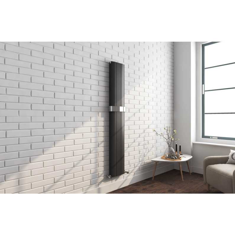 Jupiter Heated Towel Rail (Vertical Designer) - Black 1800x280mm