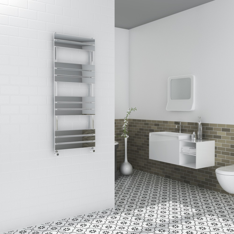 Milan Heated Towel Rail (Flat Panel) - Chrome 1300x500mm