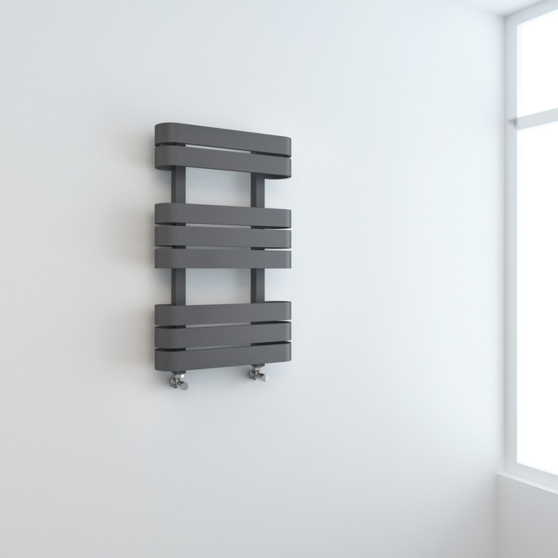 Turin Heated Towel Rail (Flat Panel) - Anthracite 850x500mm