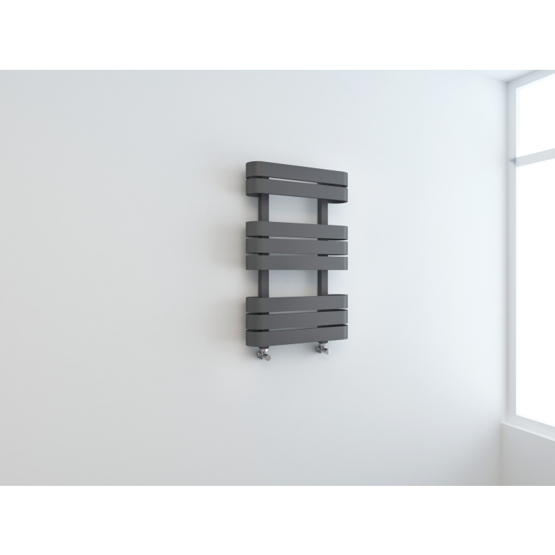 Turin Heated Towel Rail (Flat Panel) - Anthracite 850x500mm