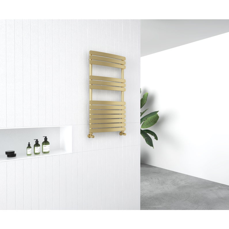 Veniezia Heated Towel Rail (Flat Panel) - Brushed Brass 900x500mm