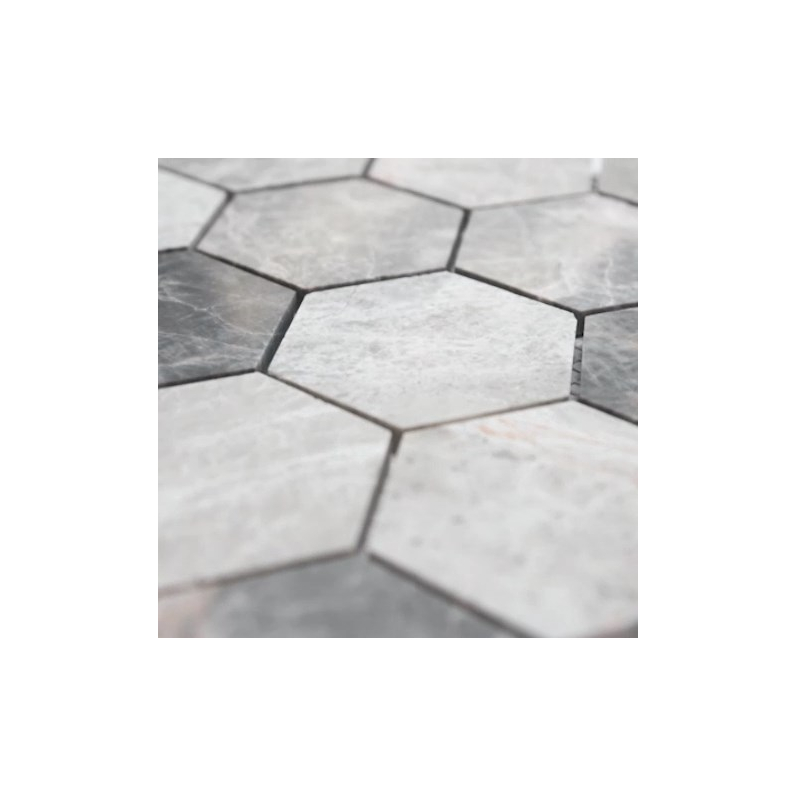 Jersey Grey Hexagon Honed Marble Mosaic 28.5x25cm