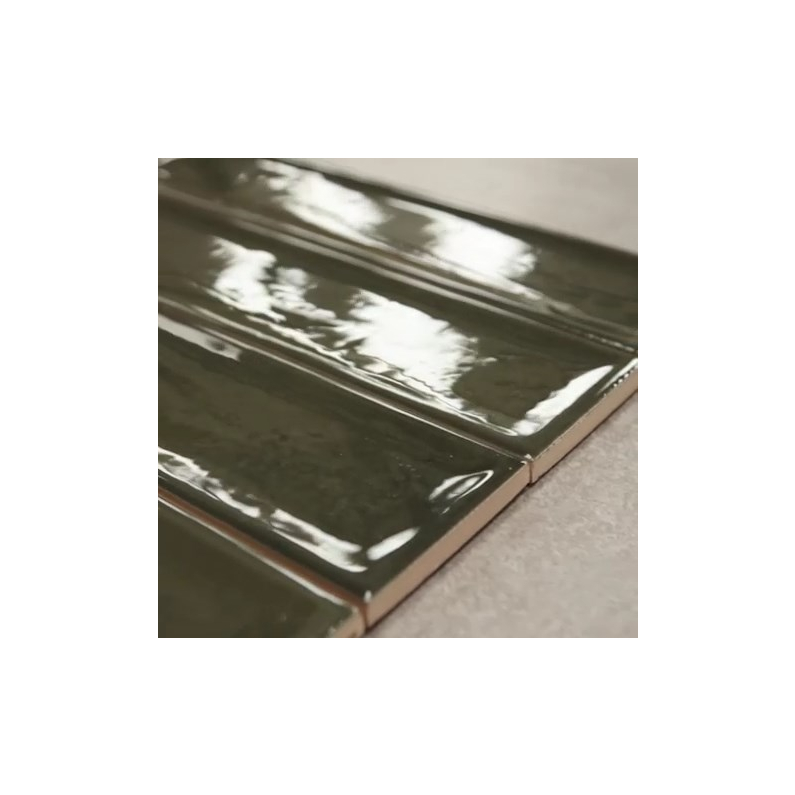 Nara Oliva Gloss Ceramic Wall Tile 30x7.5cm