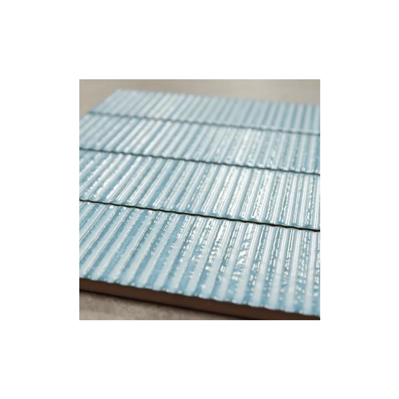 Metro Soldeu Aqua Ceramic Textured Gloss Ceramic Wall Tile 30x7.5cm