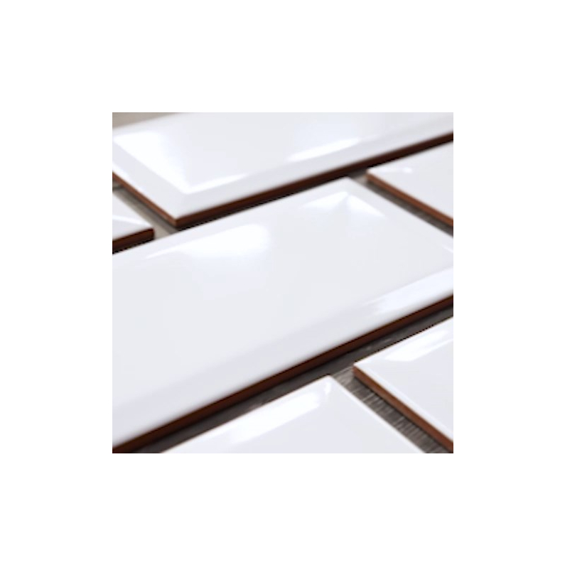 Metro White Bevelled Ceramic Gloss Tile 20x10cm