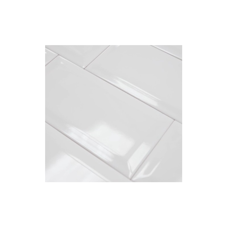 Mini Metro White Bevelled Gloss Tile 15x7.5cm