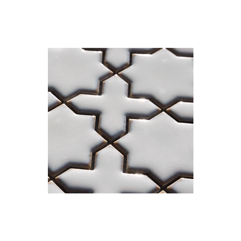 Star and Cross White Glazed Porcelain Mosaic 29.6x30cm