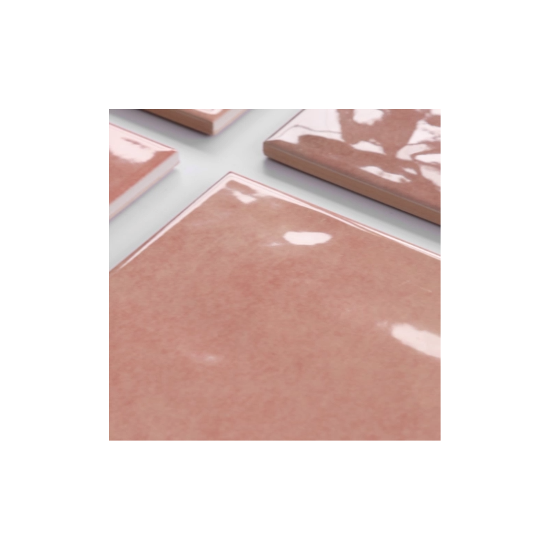 Earth Rosebud Concrete-Effect Gloss Ceramic Tile 15x15cm