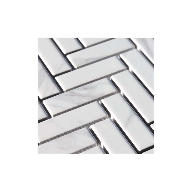 Carrara Herringbone Porcelain Mosaic 27.5x31cm