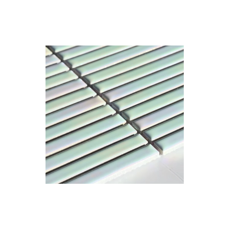 Iridescent Long Stripes Gloss Porcelain Mosaic 29.6x30cm