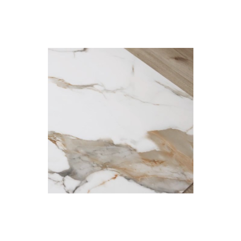 Bianco Platino Marble-Effect Polished Porcelain Tile 100x100cm