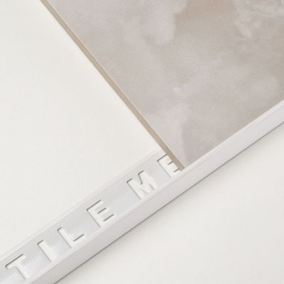 8mm Aluminium Tile Trim Polished - Square Edge Gloss White 2.4m - Alternative Image