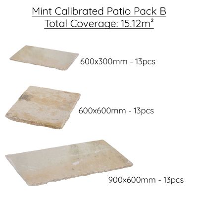 Mint Sandstone Calibrated Hand-Cut Paving Patio Pack B / 15.12m2 - Alternative Image