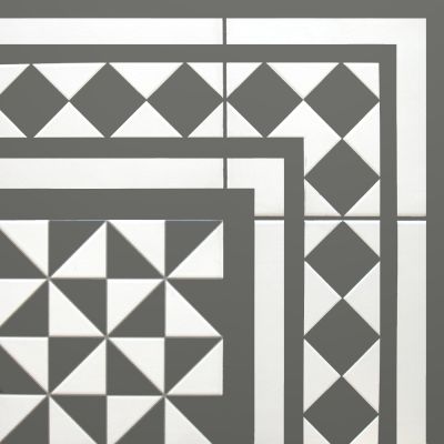 Oxford Black Corner Tile 25x25cm