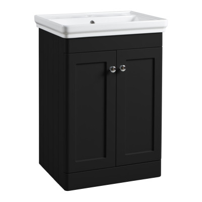 Marston Floor Standing Vanity Unit - Matt Black 600mm