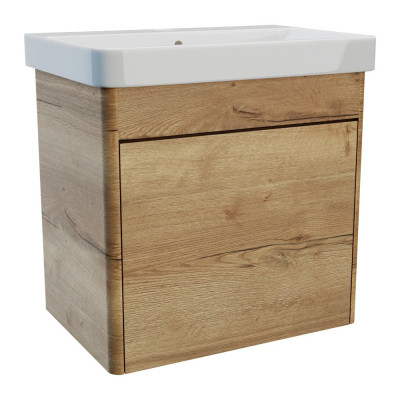 Perra Wall Hung Vanity Unit (Single Drawer) - Halifax Oak 505mm