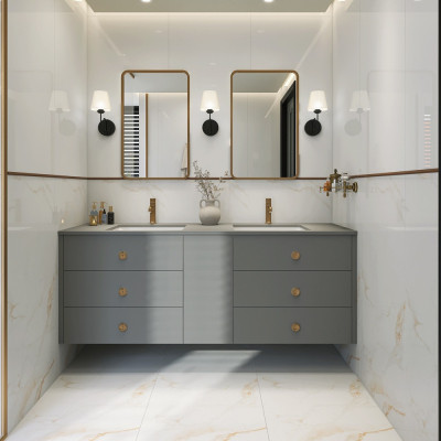 Carrara Golden Marble-Effect Polished Porcelain Tile 120x60cm