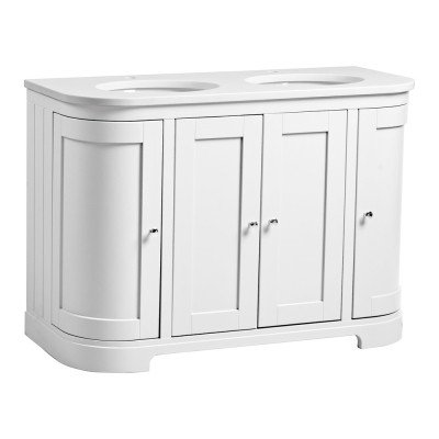 Lansdown Curved Floor Standing Countertop Vanity Unit - Matt Linen White 1200mm