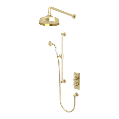"Lansdown Shower System/Column (Concealed, Riser Kit & Overhead Shower) - Brushed Brass"