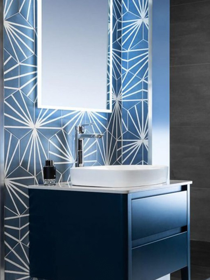 Light blue tiles are great for bathrooms