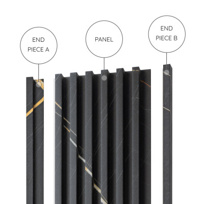 18mm Slat Wall Panel Black Marble End Piece A 290x3cm
