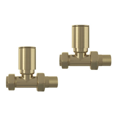 Brushed Brass Straight Radiator Valves