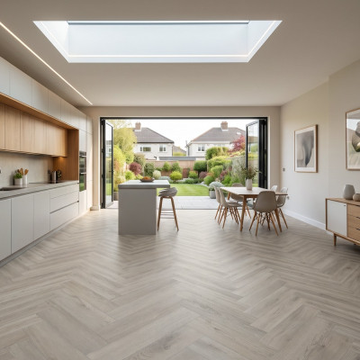 Albany Oak SPC Vinyl Herringbone Uni-Clic Flooring 60x12.5cm