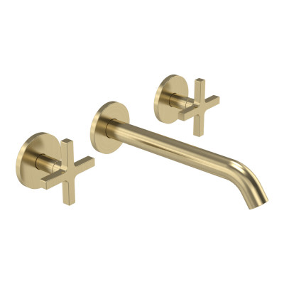 Cohort Wall Mounted Basin Mixer - Brushed Brass