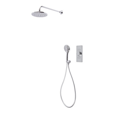 Axiom Dual Function Push Button Concealed Shower System with Shower Head Handset and Shower Head - Chrome
