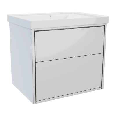 Erla Wall Hung Vanity Unit (Twin Drawer) - White 615mm
