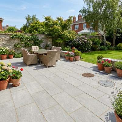 Ash Grey Limestone Paving Sawn-Cut Natural 60x30cm
