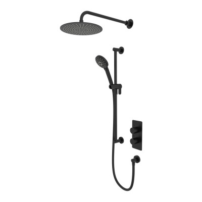 "Quantum Shower System/Column (Concealed, with Head and Riser Kit) - Matt Black"