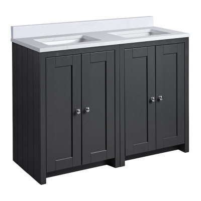 Lansdown Floor Standing Countertop Vanity Unit - Matt Black 600mm