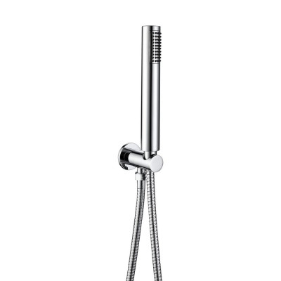 Round Chrome Outlet and Parking Bracket with Shower Handset and Hose