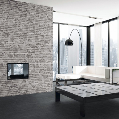 Manhattan Charcoal Brick-Effect Matt Porcelain Tile 31x56cm