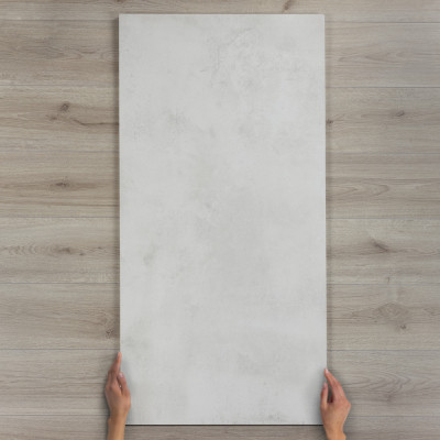 Arkana Bianco Concrete-Effect Polished Porcelain Tile 120x60cm