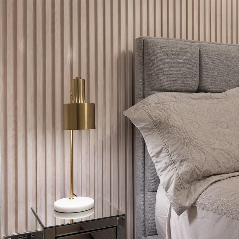 elegant bedroom feature wall panelling