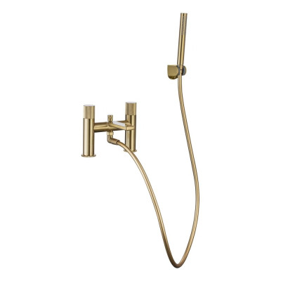 Erla Brushed Brass Bath Filler Tap With Shower Mixer Handset