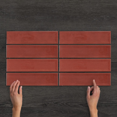 Metro Nara Burdeos Gloss Ceramic Wall Tile 30x7.5cm