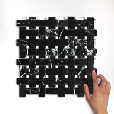 Newport Black Polished Marble Mosaic 30.5x30.5cm