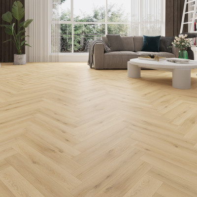 Laminate Flooring - 12mm Milano Herringbone 4V AC5 Terra Oak 60x10cm