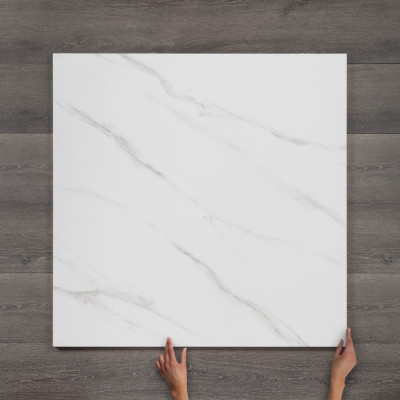 Statuario Smoke Marble-Effect Matt Porcelain Tile 100x100cm