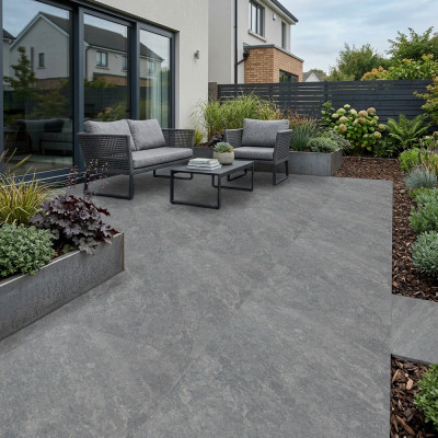 Outdoor Solas Grey Limestone-Effect Matt Porcelain Tile 90x60cm