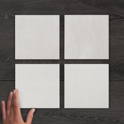Earth Pearl Concrete-Effect Gloss Ceramic Tile 15x15cm