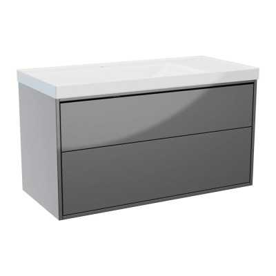 Erla Wall Hung Vanity Unit (Twin Drawer) - Anthracite 1000mm