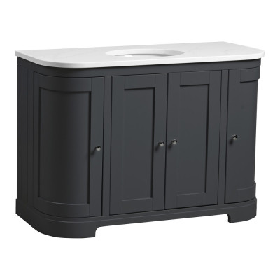 Lansdown Curved Floor Standing Countertop Vanity Unit - Matt Dark Grey 1200mm