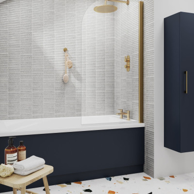 Bath Screens Bath Screen (Curved Top) - Brushed Brass