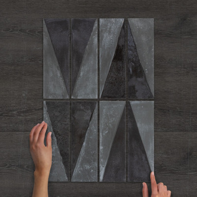 Metro Polar Noir Ceramic Gloss Wall Tile 30x10cm